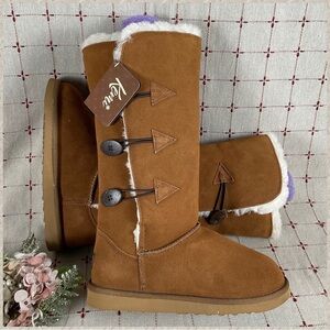 Kemi Australia MU1749RW Brown Suede & Sheepskin Fully Lined Mid Calf Boots Sz 7